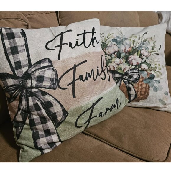 Farmhouse Decorative Throw Pillow Covers Spring Decor Floral Accent Cases 20x20 - Picture 5 of 9